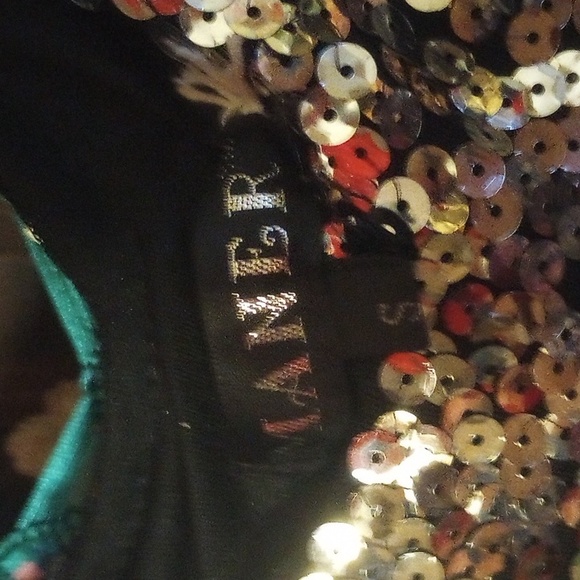 S  Laner gourgous  black stretch silver  sequins front and back Mini Dress - Picture 2 of 2